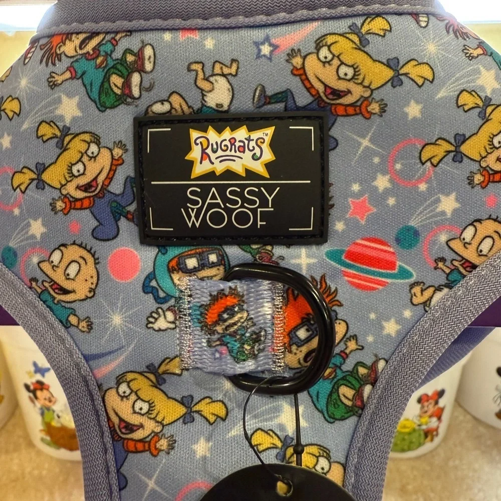 Nickelodeon Rugrats Sassy and Woof Adjustable Pet Harness Blue and Purple Sz L